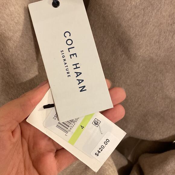 NEW Size 14 Cole Haan Belted Wrap Coat Bone missing belt - Picture 4 of 12